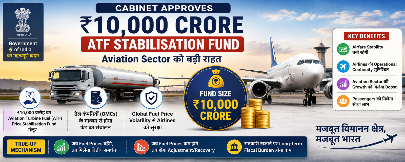 Cabinet Approves ₹10,000 Crore ATF Stabilisation Fund to Protect Airlines from  Global Fuel Volatility 